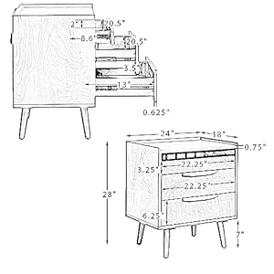 HULALA HOME Nightstand with Charging Station, Mid-Century Modern 2 Drawer and Open Shelf Bedside Tables, Wood Night Stand with USB Ports and Outlets for Bedroom Set of 2, Acorn HULALA HOME Nightstand with Charging Station Mid Century Modern 2 Drawer and Open Shelf Bedside Tables Wood Night Stand with USB Ports and Outlets for Bedroom Set of 2 Acorn