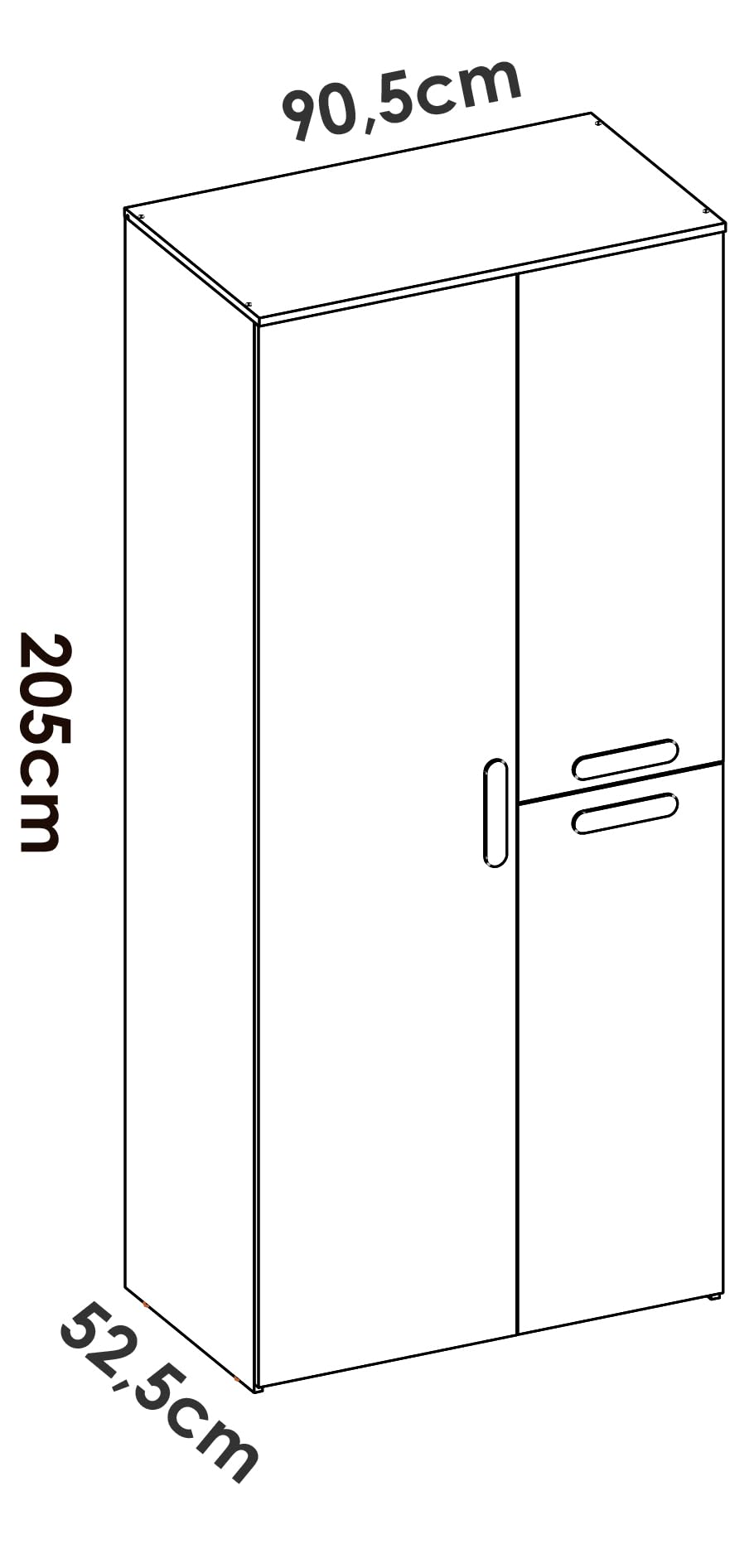 DEKIT GRUPO RIMOBEL LEKA - Armario LEKA con tres puertas - BLANCO - 205 x 90 x 52