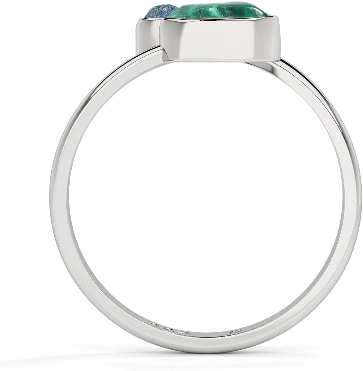Natural Raw/Rough Azurite Malachite 2 Stone Size Adjustable Stackable Twister Ring for Women in Sterling Silver, May Birthstone Jewelry Gifts for Her (Bezel-Set) - Image 7