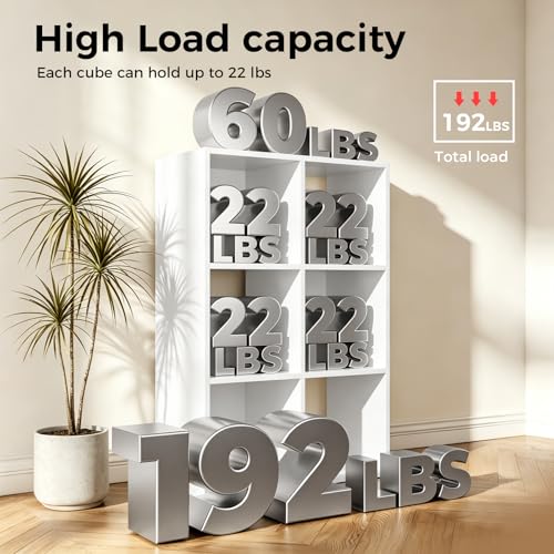 LUCKLIFE-6-Cube-Storage-Organizer-Stackable-Modular-Bookcase-Shelf-with-Vertical-or-Horizontal-Use-Fits-1111-Bins-Optional-Back-Panels-for-Living-Room-Office-White