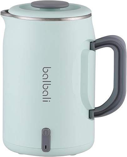 balbali Hervidor eléctrico pequeño de 20 onzas para agua hirviendo, mini hervidor eléctrico de mango plegable para té, hervidor portátil de bajo