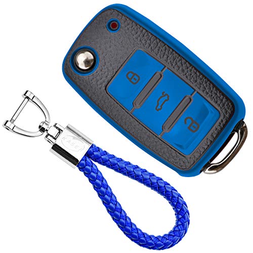 Guscio Chiave Per Volkswagen - Cover Sostitutiva Per Telecomando VW Golf, Tiguan, Passat Con Portachiavi In Pelle - Foto 3