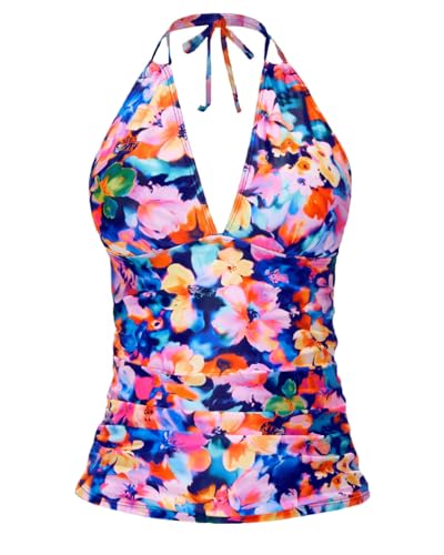 Image of Yonique Women's Halter Tankini Top V Neck Swim Top Tummy Control Bathing Suit