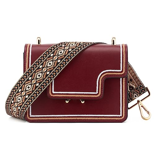 Image of Wide Shoulder Strap Adjustable Replacement Belt Guitar Style Crossbody Bag Handbag Strap Multicolor Canvas Straps(Wide:2in)(Color18)