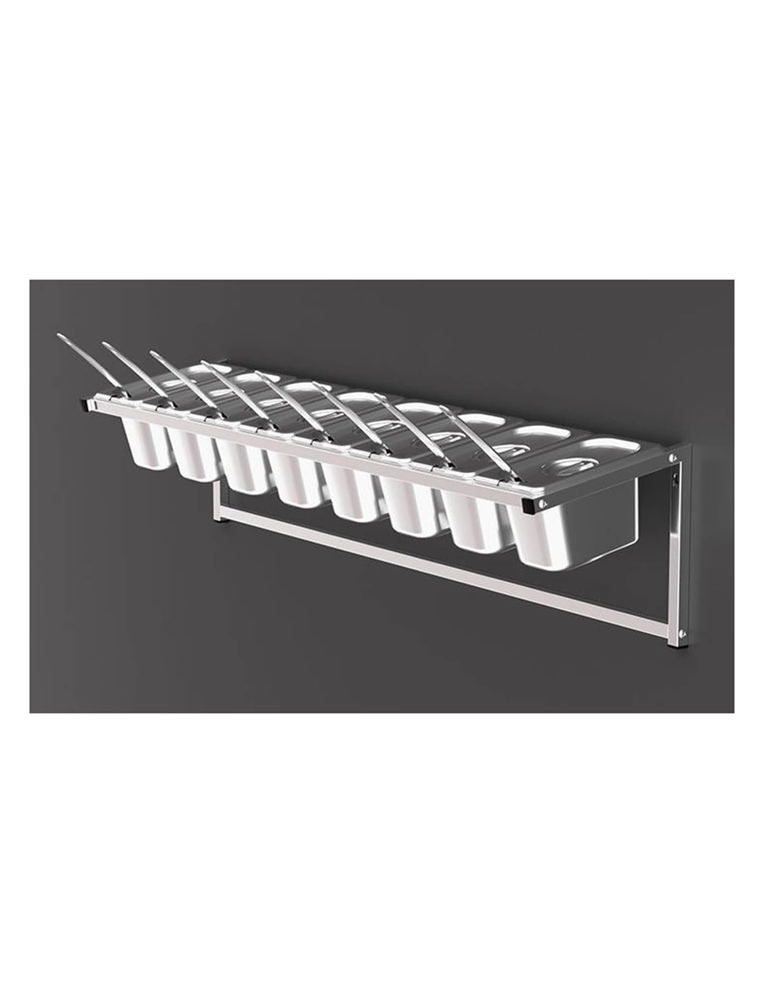 Stazione per pizza in acciaio inox, organizer per condimenti a 8 scomparti con coperchi e cucchiai, padelle angolate rimovibili per buffet o insalate, design facile da pulire