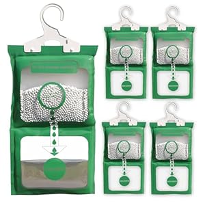 Pack x 5 Bolsas Antihumedad Armarios – Absorbe Humedad Efectivo para Trastero y Garajes – Alta Absorción – Deshumidificador Armario para Colgar, Ideal para Eliminar Humedad, Prevenir Moho y Olores