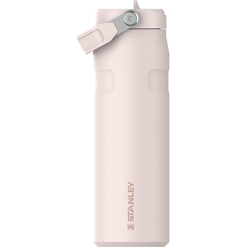 Stanley IceFlow Flip Straw 2.0 Water Bottle 24 oz | Built-In Straw with Larger Opening | Lightweight and Leak Resistant | Insulated Stainless Steel | BPA-Free | Rose Quartz
