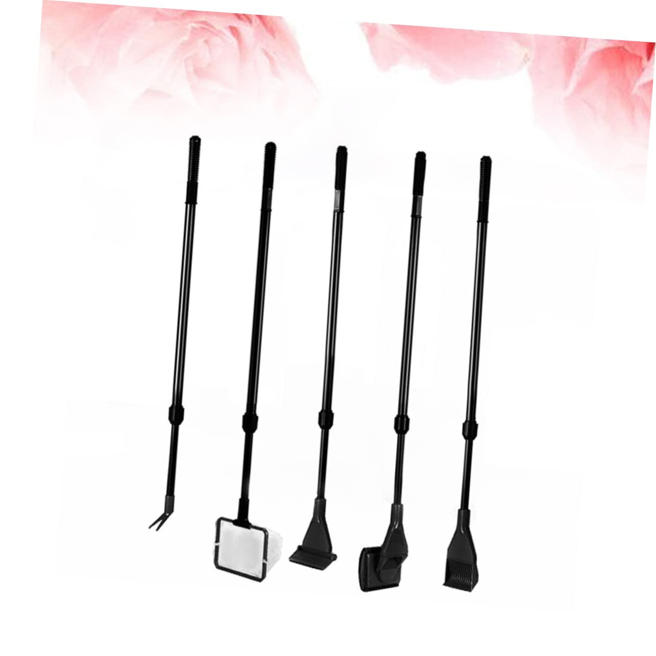 Yardwe Complete Aquarium Tools Fish Tank Brush Set Net Rake Scraper and Clip Easy Assembly for Fish