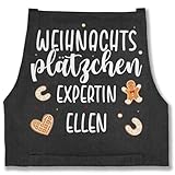 Schürze - Weihnachtsschürze Damen Frauen - Weihnachtsplätzchen Expertin personalisiert I Geschenk Backen I Hobbybäcker - 85x69 - Jeans Schwarz - bäckerschürze weihnachten weihnachtsschürzen