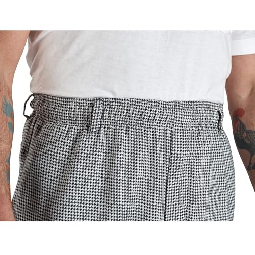 Image of Mercer Culinary M60030HTM Millennia Men's Cook Pants in Hounds Tooth, Medium, Black /White