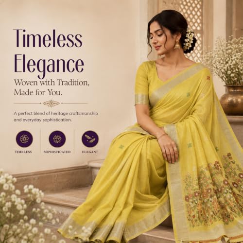 Image of Premium Cotton Jamdani Saree with Woven Floral Pallu & Matching Blouse Piece | Soft Lightweight Ethnic Wear for Women