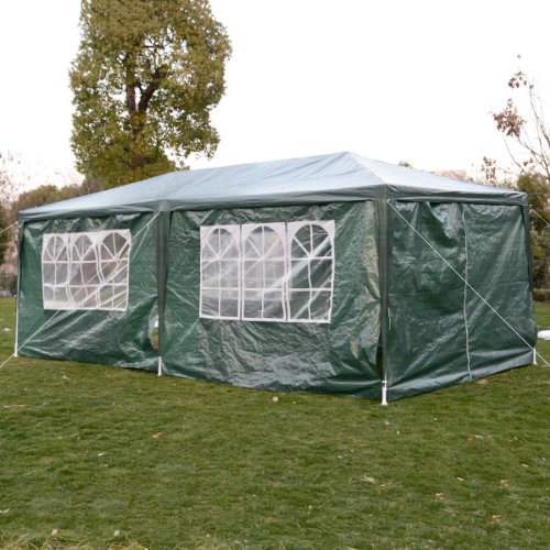 Flexzion Outdoor Party Wedding Tent 10'x20' (Green) Canopy Pavilion Catering Events Easy Set