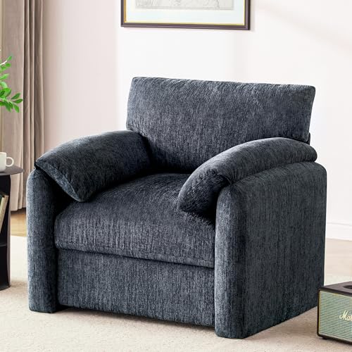 Howjoe Chenille Oversized Armchair Blue