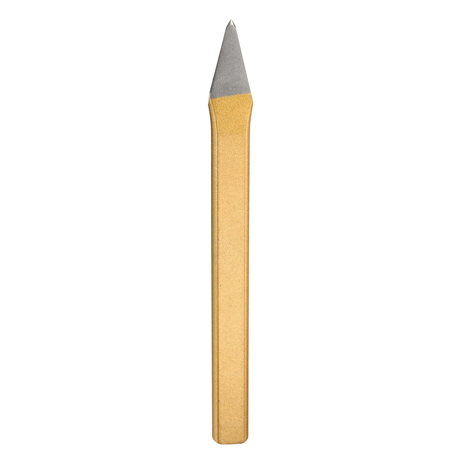 sourcing map Cold Chisel 17mm Wide 200mm Long Alloy Steel High Hardness Heat Treated Heavy Duty Point Cold Chisel for Cutting Rivets Iron Steel Bronze Copper Rods Bolts, Gold Gray