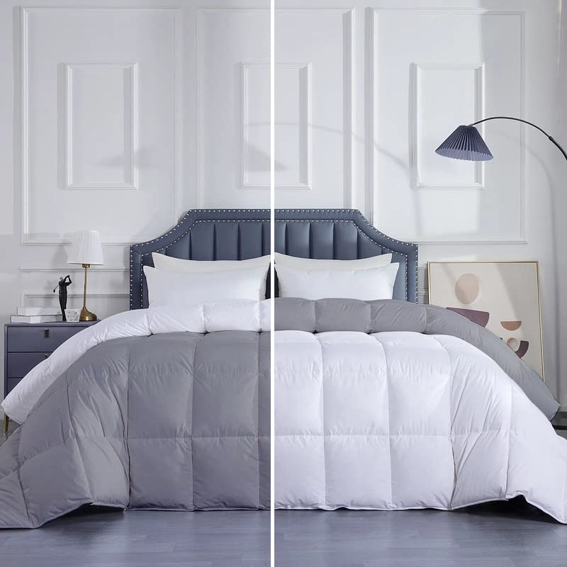 SPRING DELIGHT Down Alternative Soft Quilted 300 GSM All Weather Comforter (92" x 106" Inches/233cm x 269cm) - King Size Comforters (King_Silver/White)