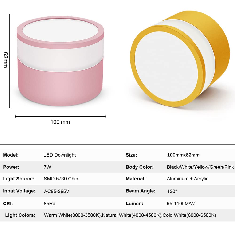 Foco empotrable de ficie Macaron de 7 W, Apliques de Techo, iluminación empotrada pequeña para armarios, Luces de Techo empotradas, iluminación empotrada