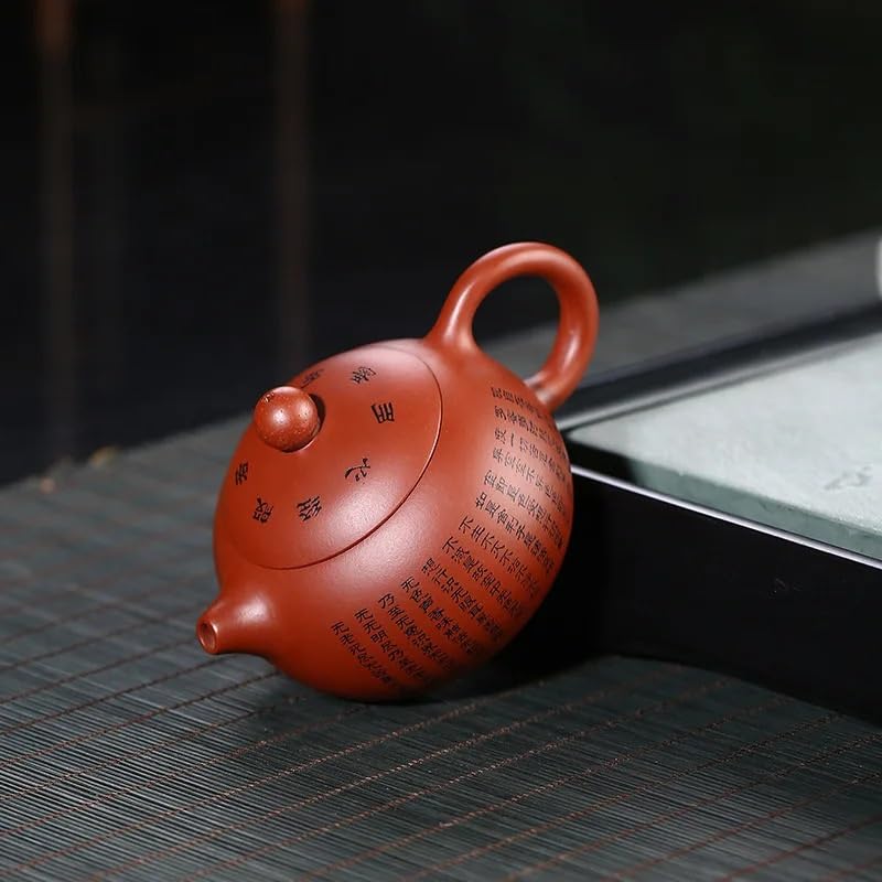 Teekanne, Reise-Teesets, Keramik-Teekanne 150 ml, handgefertigt, mit buddhistischen Schriften verziert, lila Teekanne, kleines Fassungsvermögen, traditioneller chinesischer Kessel für Puer-Oolong-Te