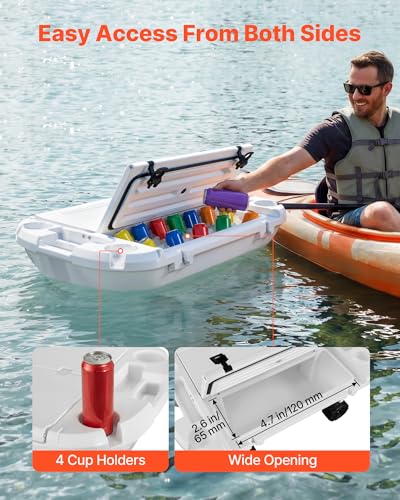Image of VEVOR Floating Cooler 40 QT Floating Ice Chest with Wheels & Tow Rope, Premium LLDPE Amphibious Beverages Cooler for Water & Land, Cruise Stable on Lake, River, Beach, Kayak