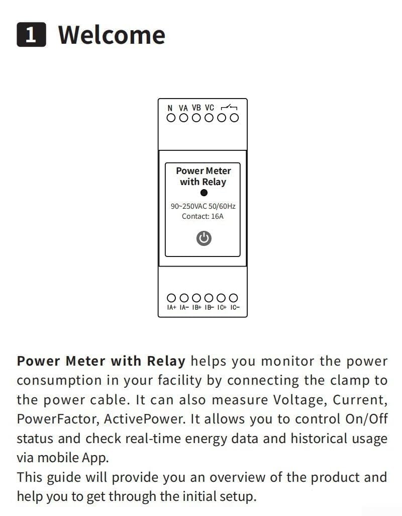 Medidor de energía trifásico de alimentación de riel DIN con abrazaderas CT, contador bidireccional compatible con WiFi para seguimiento de corriente de voltaje, protección de sobrecarga, (80 A)