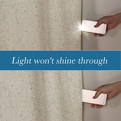Image of H.VERSAILTEX Blackout Curtains Durable Thick Textured Look 100% Blackout Patio Door Curtain Anti Rust Grommet Extra Wide Sliding Door Curtain Panel, Cobblestone, W100 x L84 inch