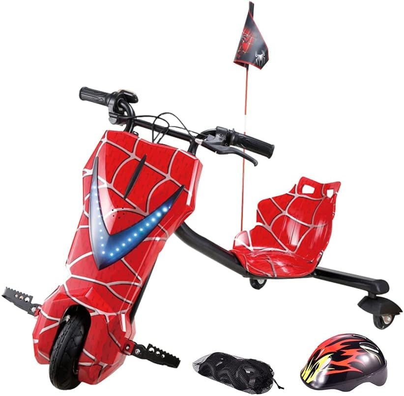 Electric Kick Scooter 36V 27.3 sq.m Universal Electric Kick Scooter with Padded Helmet Knee and Elbow Pads Red