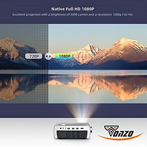 Image of TONZO LS-845 Android 9.0 Projector for Home, 1080p Native 4K Support| 7000 Lumens | 250 inch Max Screen with LTPS Display | Wi-Fi & Bluetooth | HDMI, USB, AV & Audio Out Port | 4D digital keystone(Silver)