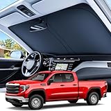 REEVAA Upgraded for GMC Sierra 1500 2500 3500 (2019-2026) Windshield Sunshade [Tailored Fit, 99% Sun Protection] Foldable Sun Shade Car Accessories with Storage Bag