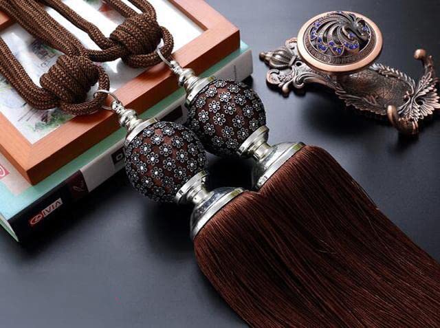 Luxe décoration de la Maison fenêtre Clips Accessoires Suspendus Ceinture Boule Rideau Sangle Gland Attache Embrasse Boucle-café Noir