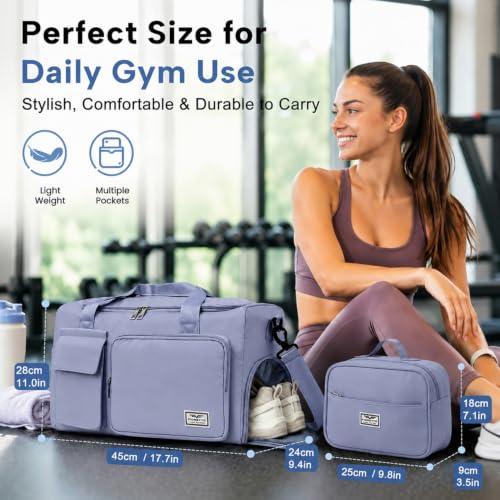 Image of FIORETTO Women's Gym Duffle Bag with Shoes Compartment, 30L Capacity, Ideal for Travel, Gym, Sports, Duffel, Weekender