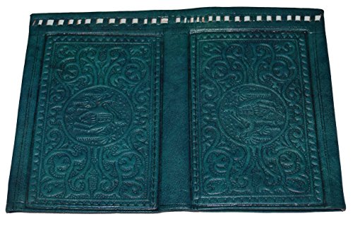 Treasures Of Morocco Handmade Moroccan By-fold Leather Wallet Large Vintage Exquisite Handy Teal2