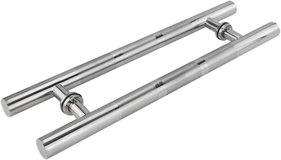 Commercial Thickened Stainless Steel Round Tube Glass Door Handle/Wooden Door Push-Pull Handle/Sliding Barn Door Handle-8 Sizes,80×60cm