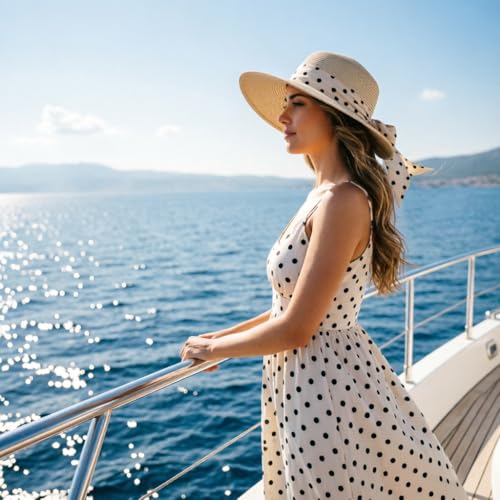 DRESHOW Sombrero de Playa para Mujer Plegable miniatura 5