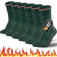 Merino Wool Thermal Walking Hiking Socks for Men Winter, Thick Anti-Blister Cushioned Compression Design, Seamless Toe, Breathable Moisture Wicking (3 Pairs)