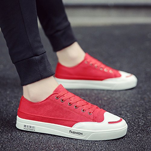 Neuer Stil Schuhe aus Segeltuch für Sommer Schuhe aus Atmungsaktivem Stoff im Angesagten Stil Koreanische Herrenschuhe Rettungsschuhe aus Segeltuch für Männer (Farbe: Red-41)