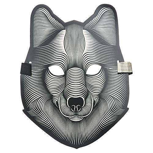 JYCRA máscara de esparcimiento LED para Halloween, música LED, máscara de Fiesta, Disfraces, Disfraces, Fiestas, Festivales, Cosplay, Lobo, 9.8 * 6.7 Inch