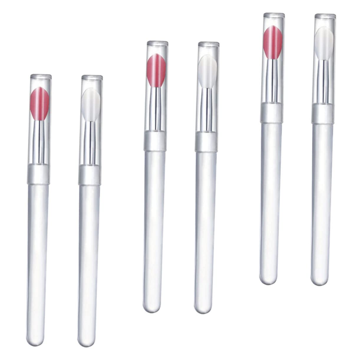 Mikinona Lip Gloss Applicator Brush Set 6pcs Reusable Lip Brushes Lidded Silicone for Routine