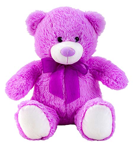 Lifestyle & More Teddybär Kuschelbär lila mit Schleife 50 cm groß Plüschbär Kuscheltier samtig weich - zum liebhaben