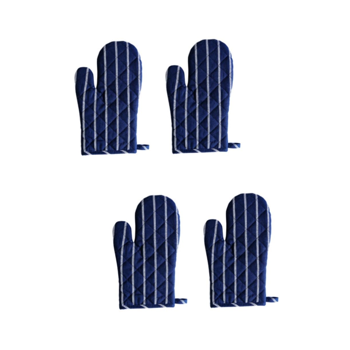 DECHOUS 2paare Hitzebeständige Baumwoll Und Leinen-ofenhandschuhe Mit Streifenmuster Für Küche Dunkelblaue Schutzhandschuhe Für Backen Und Kochen rutschfeste Funktion