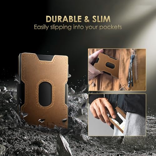 Ultra-Slim Money Clip Wallet for Men, Aluminum Pop up Card Holder Mens Wallet, RFID Protection Minimalist Metal Wallets Billeteras de Hombres Gifts for Men Dad Husband Boyfriend ﻿4