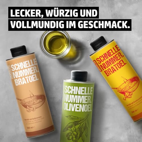 HENSSLERS Ölrounder 3er Set – Bratöl auf Rapsbasis mit Butternote und Knoblaucharoma, Olivenöl für warme und kalte Speisen, vegan, 3 x 500 ml – Bild 4