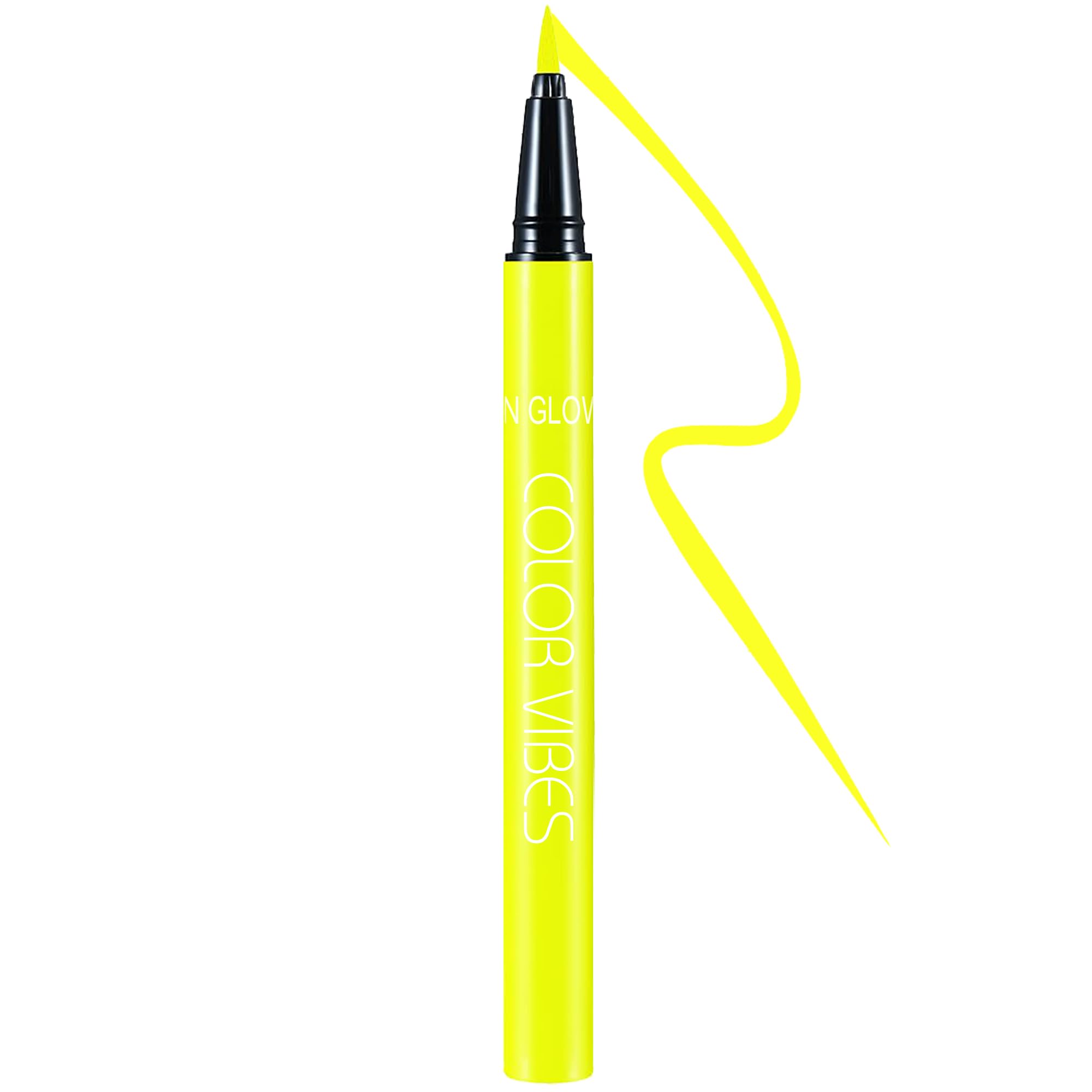 UV Neon Liquid Eyeliner, Matte Colored Eyeliner Pen, Waterproof Smudge-proof Pigmented Eye Liner, Glow Brightly Under UV Lights, Colorful Eye Makeup For Rave Party Music Festival, Neon Yellow