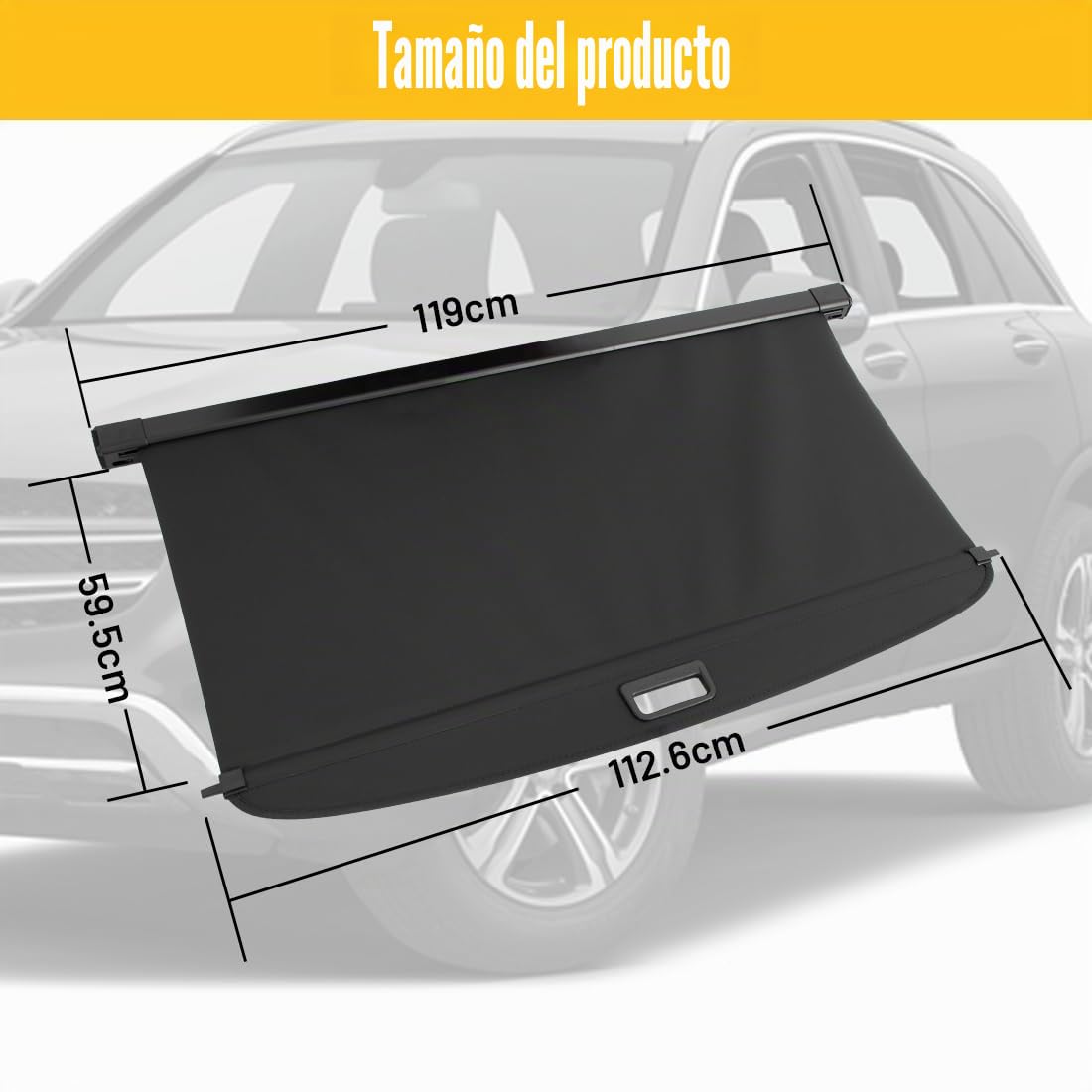 OREALTOOL Cubierta de Carga Retráctil, Pantalla Retráctil para Maletero Negra para compatible con GLC 2016 2017 2018