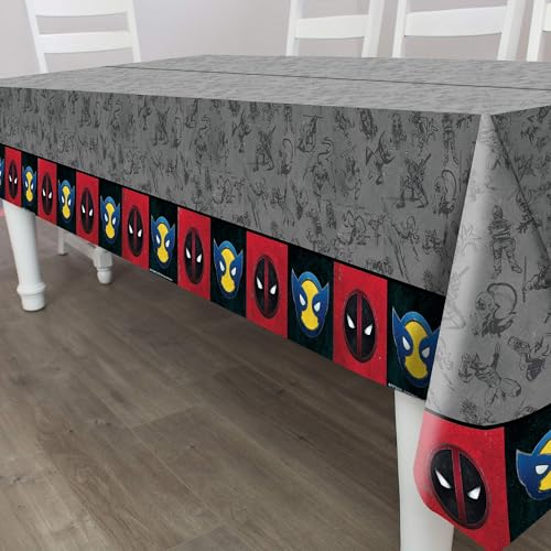 Deadpool & Wolverine Table Cover - 54 x 108 - Party Supplies - Disposable Plastic Tablecloth for Epic Superhero Celebrations!
