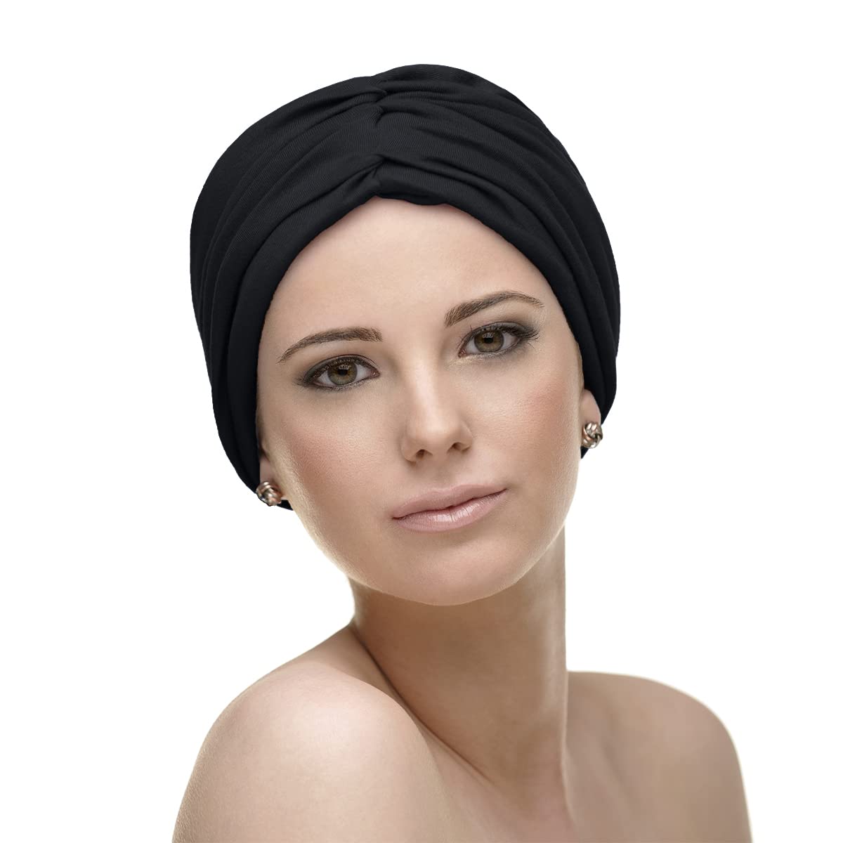 CAREBELL Headwear Andrea Bamboo Oncology Turban in Various Shades for Hair Loss (BLACK 69)