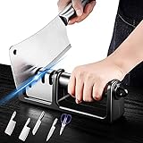 2-in-1 Kitchen Knife Sharpener 4-Stage Professional Kitchen Sharpener for Knives and Scissors Sharpening Helps Repair, Restore and Polish Blades… (Black-2)