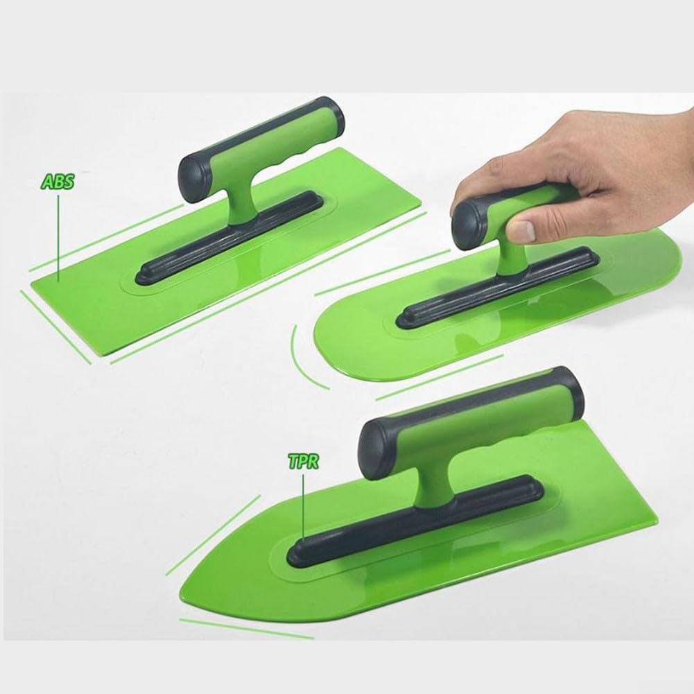 Raschietto per cemento per muratura e muratura, set di 3 cazzuole in plastica per intonacatura leggera, applicazione di stucco e levigatura, 25 cm, verde