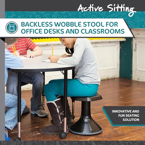 Image of Learniture Backless Active Learning Stool for Office Desks and Classrooms, Active Learning Wobble Chair with Rocking Motion, 18 inchH, Black