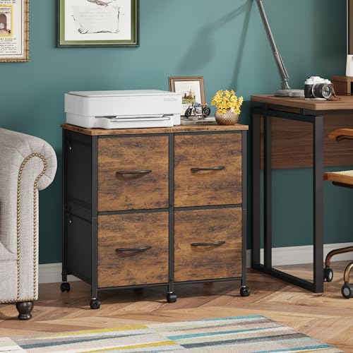 image for HIGDBFE 4 Drawer Lateral File Cabinet, Mobile Filing Cabinet for Large