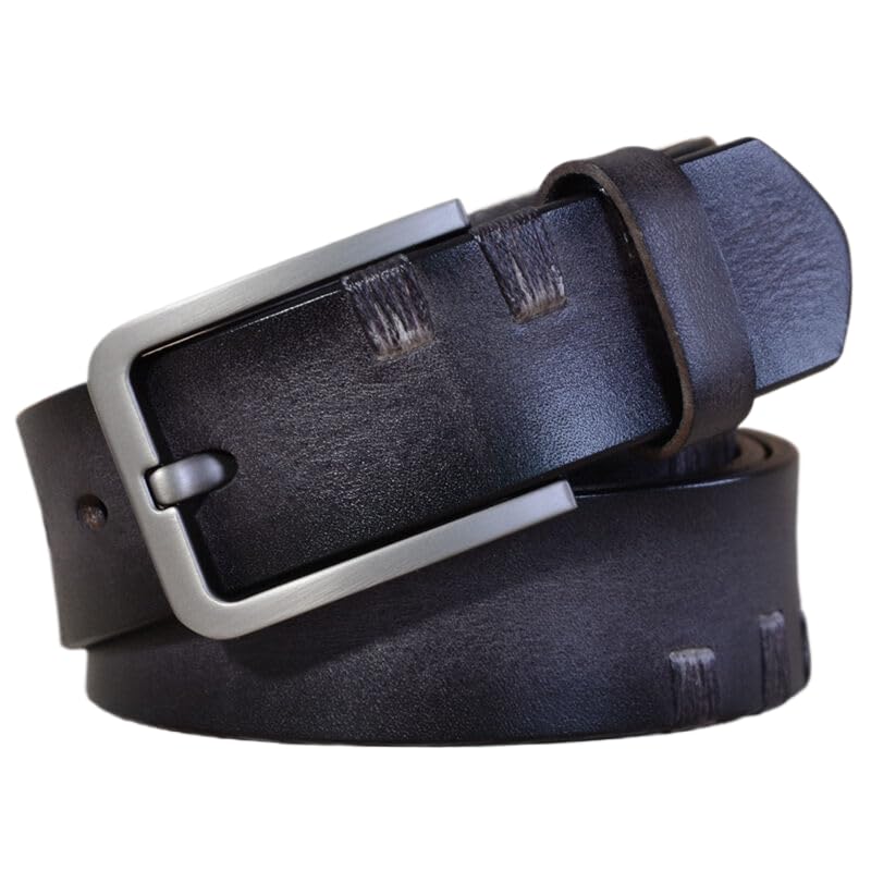 Men's Genuine Leather Casual Belt, Full Grain Leather Belt for Men- 1.5
