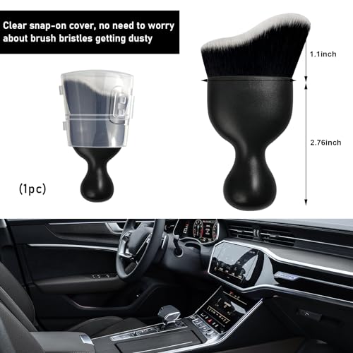 image for Ziciner Car Detailing Brush, Curved Soft Bristles Auto Removal Dust Co